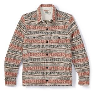 Wellen: Jacquard Overshirt in Red Stripe